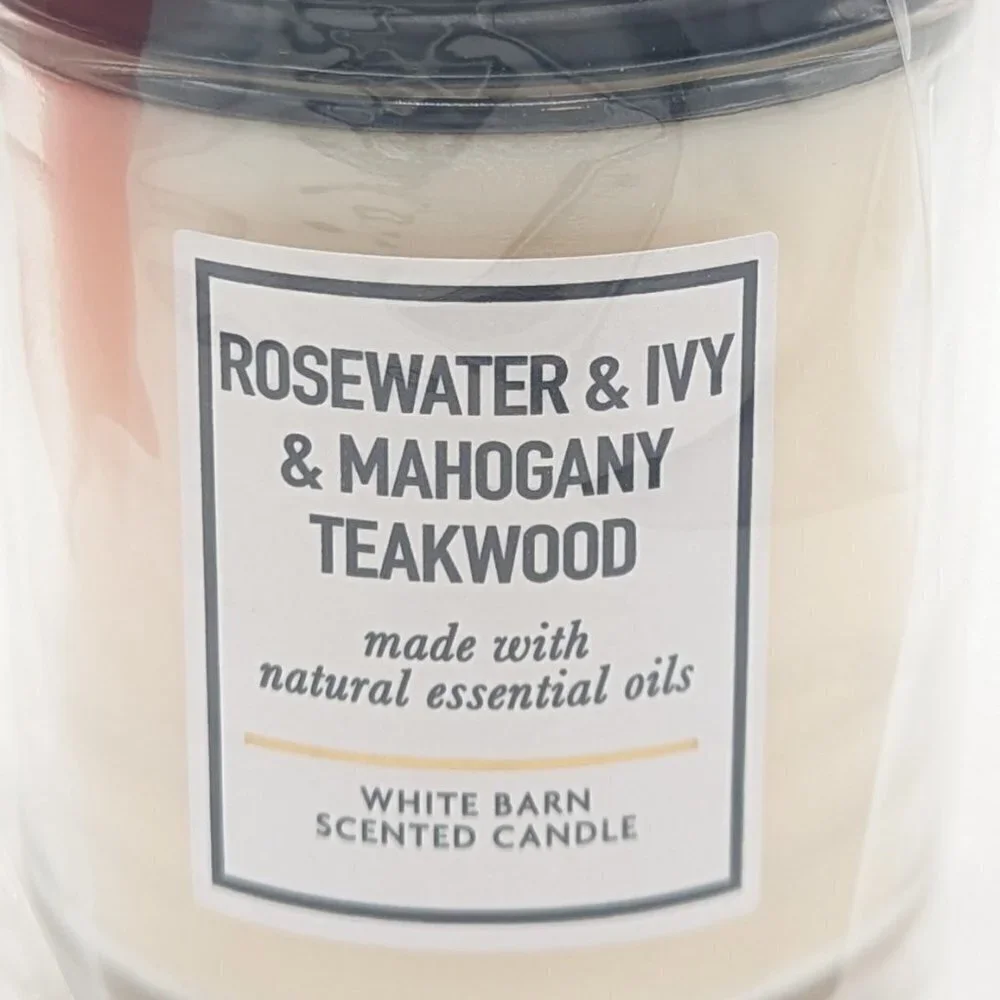NWT Bath & Body Works Rosewater Ivy Mahogany Teakwood Candle White Barn‎ Oil
